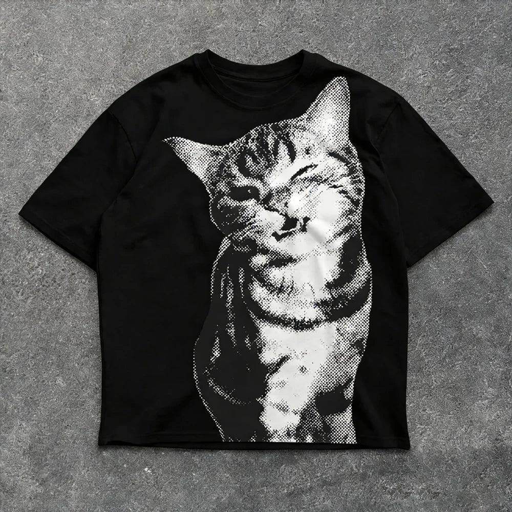 Graphic T Shirts Y2k Cat Print