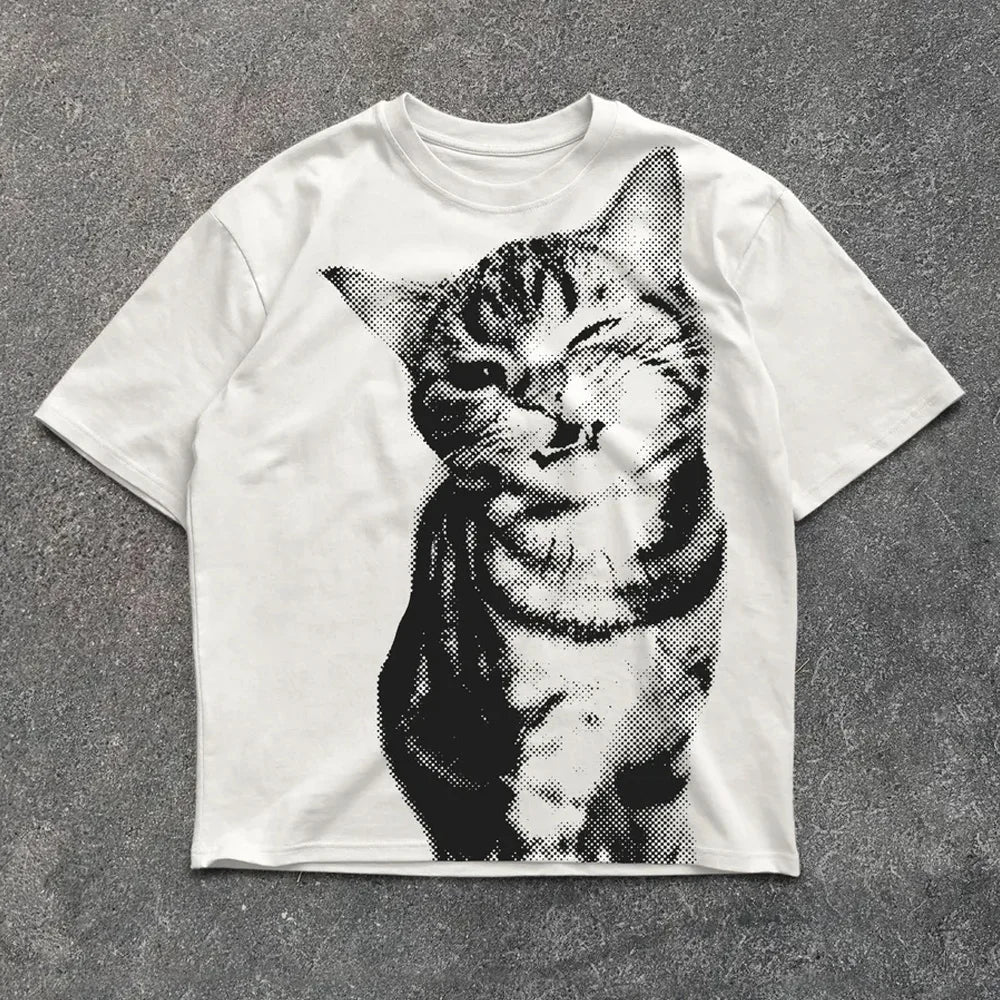 Graphic T Shirts Y2k Cat Print