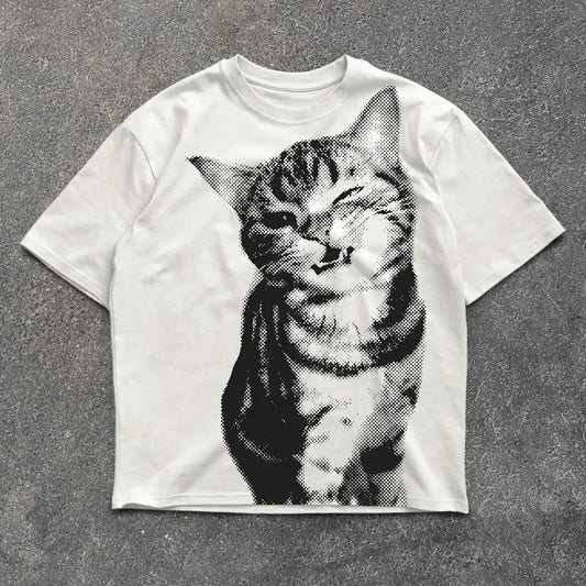 Graphic T Shirts Y2k Cat Print